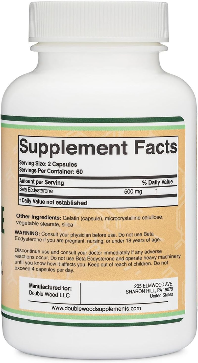 Double Wood Supplements Beta Ecdysterone Supplement  500mg Per Serving 120 Capsules 60 Servings Powerful Plant Anabolic to Support Mens Health NonGMO and Gluten Free by Double Wood - Image 3