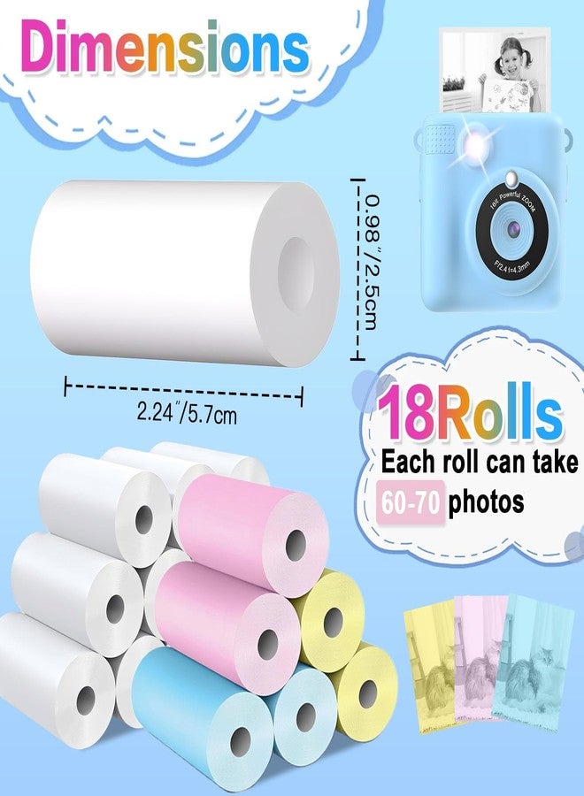 QUASON 18 Rolls Kids Camera Paper Roll Refill Compatible with Most Instant Print Cameras for Kids BPA Free （2.24"x0.98" ） - Image 3