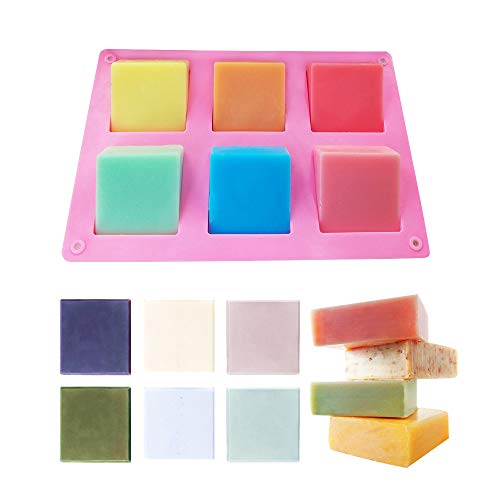 TDHDIKE 3 Pack Silicone Soap Molds(Blue & Pink & Green), 6 Cavities Silicone Baking Mold DIY Handmade Soap Making, Muffin, Loaf, Brownie, Cornbread and More - Image 4
