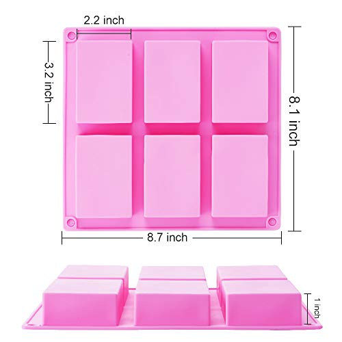 TDHDIKE 3 Pack Silicone Soap Molds(Blue & Pink & Green), 6 Cavities Silicone Baking Mold DIY Handmade Soap Making, Muffin, Loaf, Brownie, Cornbread and More - Image 2