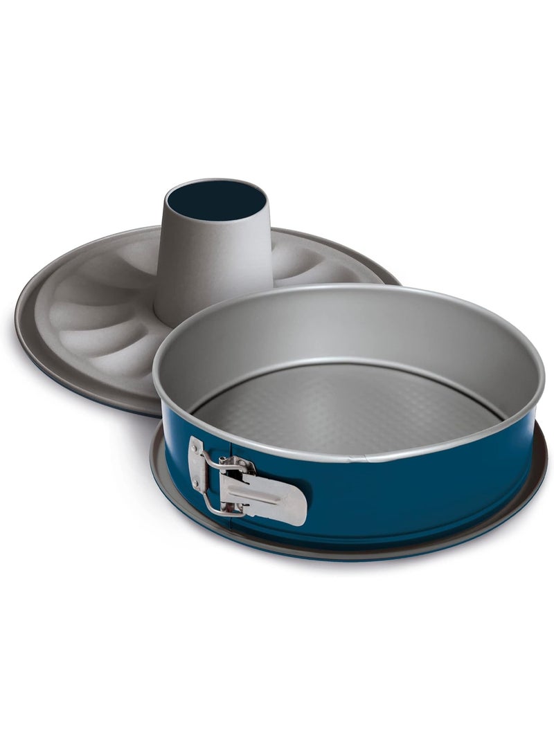 Guardini, Line Xbake Springform Cake Tin with 2 Bases, 26 cm, Steel with Non-Stick Coating, Eco-Friendly, Grey/Blue - Image 1