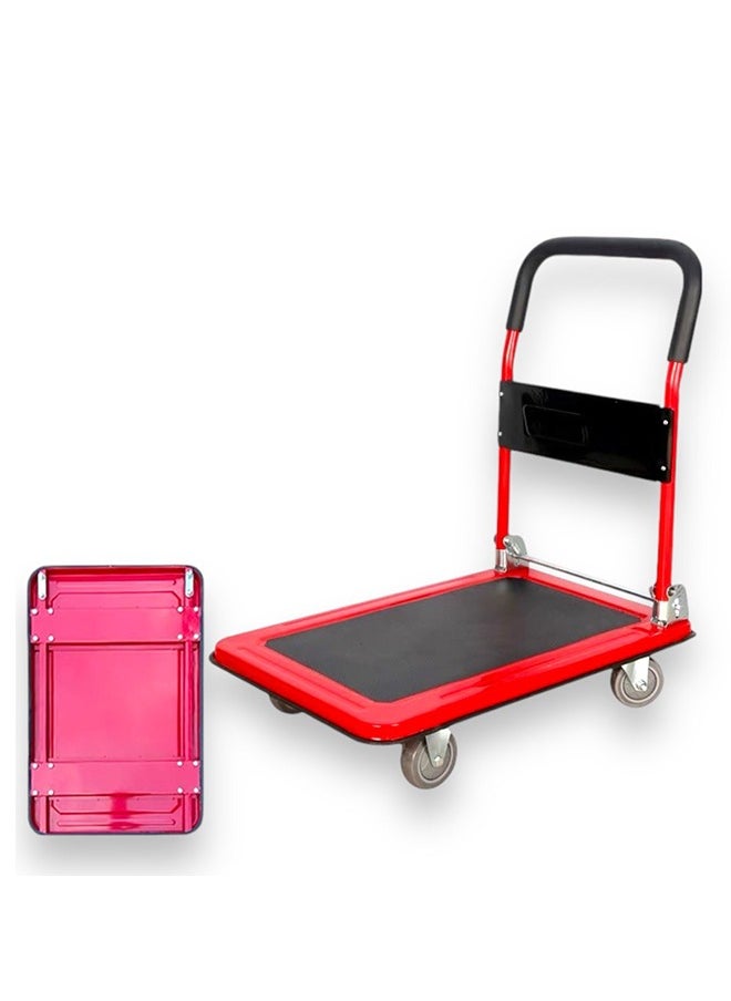 BMB tools Foldable Push Cart Dolly -60x90cm, 300kg Capacity- Heavy-Duty Folding Utility Cart with Spacious Platform and Smooth Rolling Wheels - for Warehouse Use, Moving Equipment and Package Delivery  - Image 1