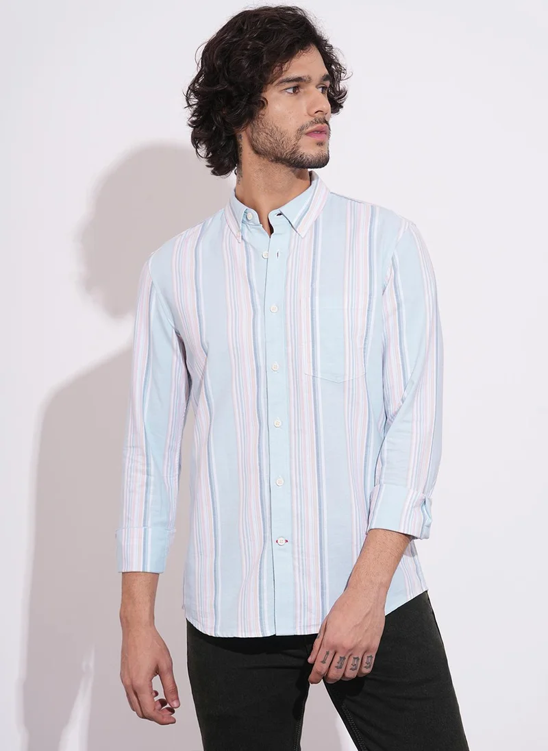Being Human Regular Fit Striped Cotton Button-Down Collar Casual Shirt