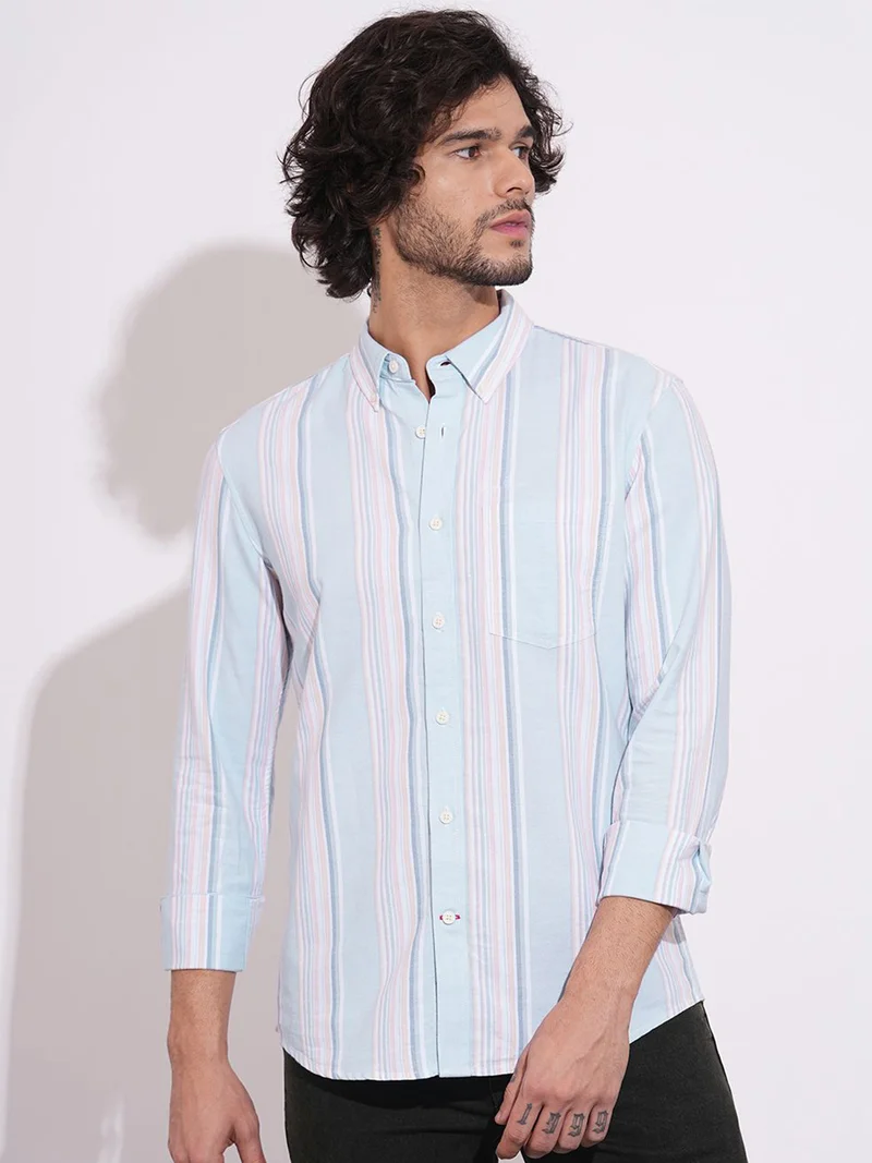 Being Human Regular Fit Striped Cotton Button-Down Collar Casual Shirt