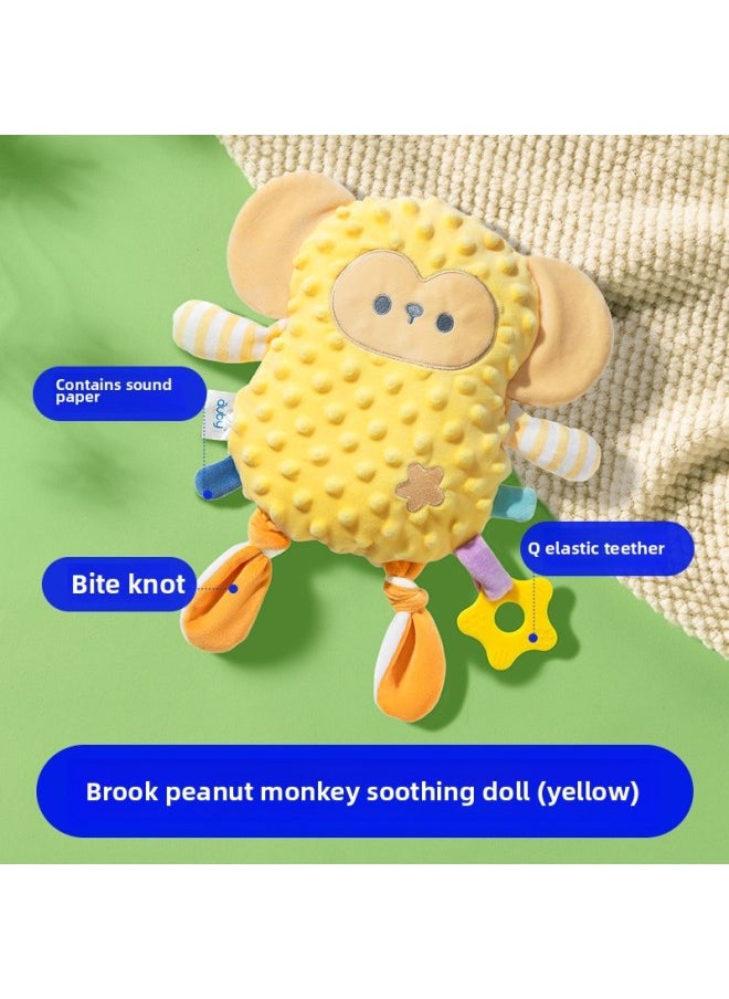 Generic Aobei Soothing Towel Baby Can Bite Doudou Plush Rabbit Doll Newborn Puppet Sleeping Artifact-Color:Opal Bean Velvet Soothing Doll-Peanut Monkey (Yellow)  - Image 1