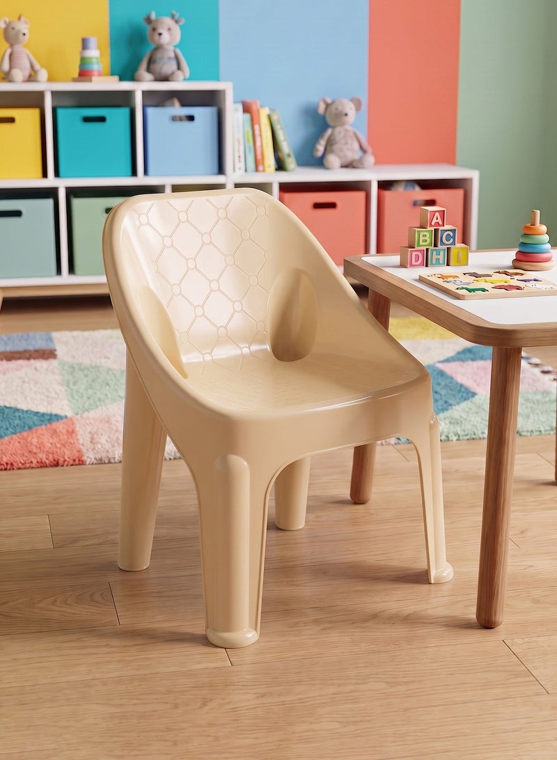 Taimi Panda Plastic Kids Chair 47x30x37cm - Comfortable and Safe Design Chair, Versatile Children's Seat for Indoor and Outdoor Use, Ideal for Playrooms, Nurseries, Garden and Home - Beige - Image 1