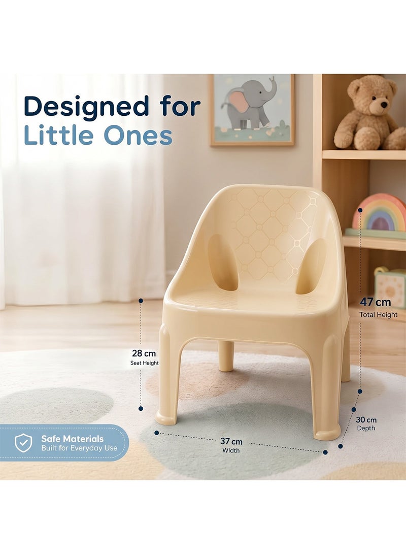 Taimi Panda Plastic Kids Chair 47x30x37cm - Comfortable and Safe Design Chair, Versatile Children's Seat for Indoor and Outdoor Use, Ideal for Playrooms, Nurseries, Garden and Home - Beige - Image 4