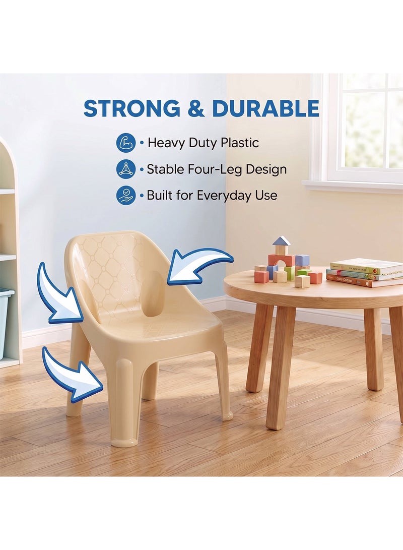 Taimi Panda Plastic Kids Chair 47x30x37cm - Comfortable and Safe Design Chair, Versatile Children's Seat for Indoor and Outdoor Use, Ideal for Playrooms, Nurseries, Garden and Home - Beige - Image 5
