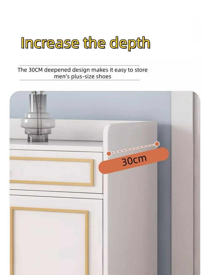 JCB CHIC Large Capacity Wooden shoe cupboard,Shoes Rack with Open Shelves,Entryway Shoe Bench,100×30×106CM Freestanding Shoe Cabinet with drawers and door for Hallway, Bedroom, and Entryway - Image 5