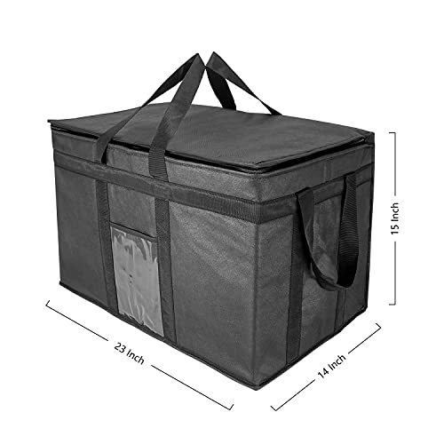 Yalin XXXL Large Insulated Cooler Bag, Styrofoam Cooler of Keep Food Hot or Cold, Reusable Double Zipper Food Delivery Bag for Grocery Shopping, 23" W x 15" H x 14" D (Black, 3XL) - Image 5