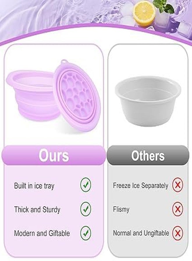 BEDSTEFAR Silicone Face Ice Bowl with Built-in Ice Tray | Collapsible Facial Ice Plunge Tub for Ice Water Facials at Home | Reusable Skin Care Ice Bath Bowl (Multicolor) - Image 2