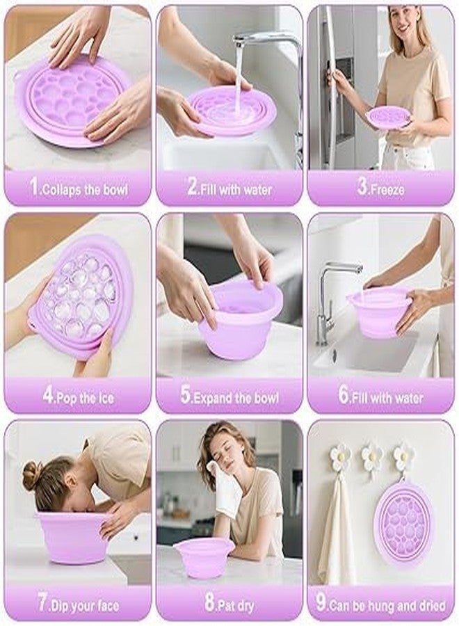 BEDSTEFAR Silicone Face Ice Bowl with Built-in Ice Tray | Collapsible Facial Ice Plunge Tub for Ice Water Facials at Home | Reusable Skin Care Ice Bath Bowl (Multicolor) - Image 1