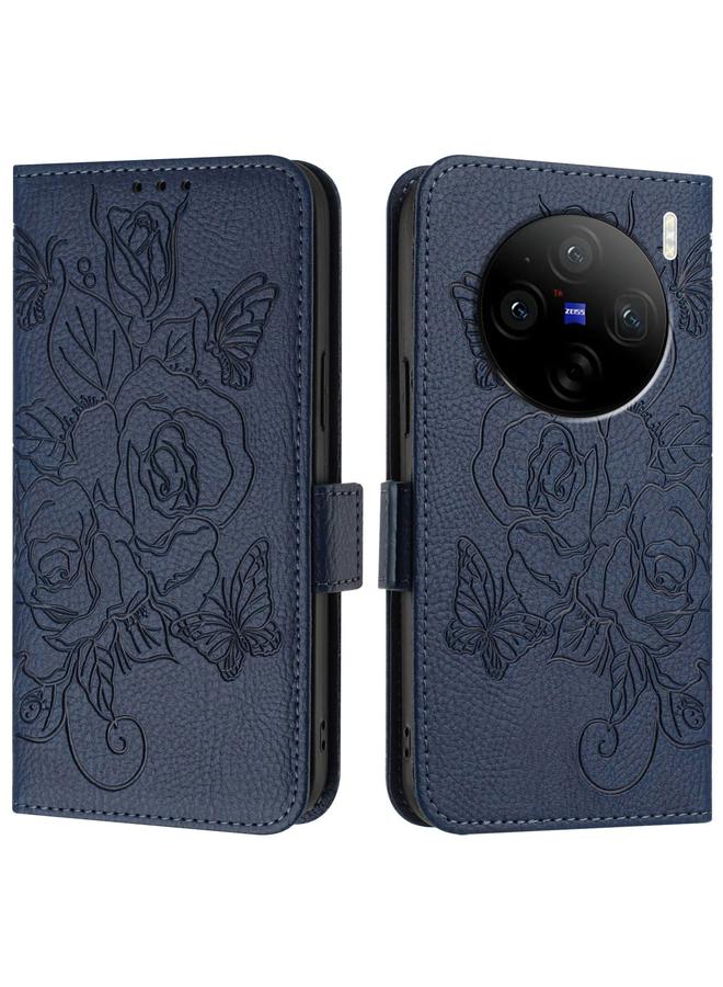 erorex Case For vivo X100 Pro 5G Embossed Rose RFID Anti-theft Leather Phone Case - Image 2
