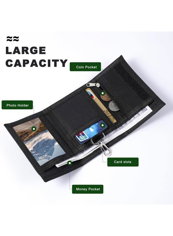 Nitort Wallet, Canvas Outdoor Sports Wallets for Kid, Lovely Wallet with Zipper for Kids- Front Pocket Wallet with Magic Sticker - Image 3
