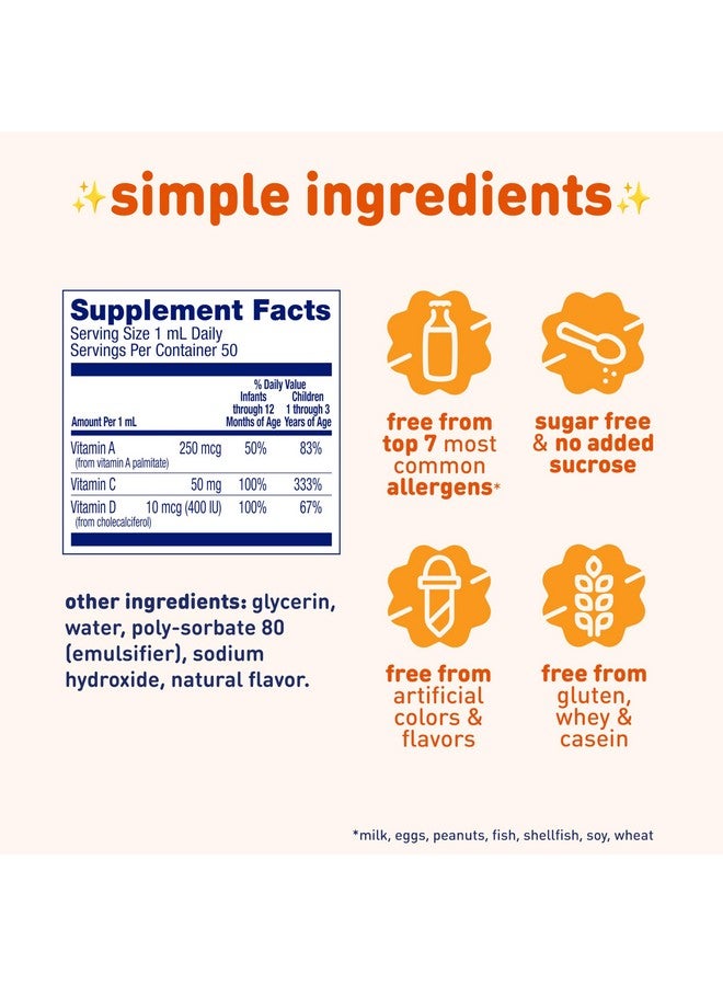 Enfamil Tri-Vi-Sol Infant Multivitamin Drops, Supports Growth & Immune Health for Babies, 50mL Bottle - Image 2