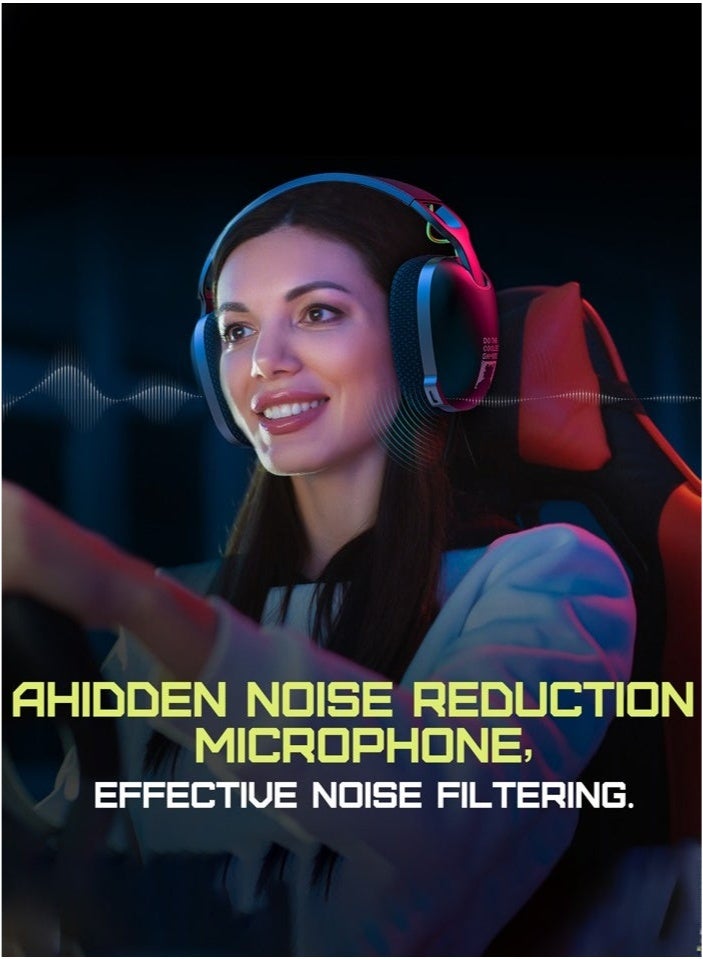 Wireless Gaming Headset with Mic,Over-Ear Gaming Headphone for PS4, PS5, PC, Switch, Mac,2.4GHz Bluetooth 5.3 Gaming Headphones with Noise Cancelling Mic,Black - Image 5