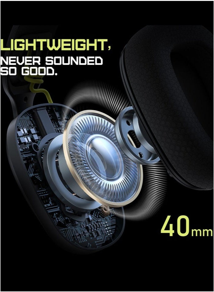 Wireless Gaming Headset with Mic,Over-Ear Gaming Headphone for PS4, PS5, PC, Switch, Mac,2.4GHz Bluetooth 5.3 Gaming Headphones with Noise Cancelling Mic,Black - Image 2