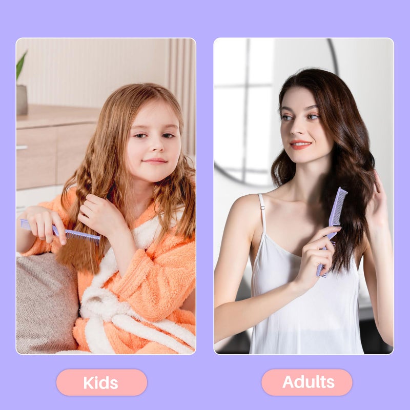 RHOS Brand Hair Comb, Double Head Folding Travel Hair Brush - Mini Pocket Size Comb for Women and Girls, Detangling Hair Comb for Purse, Bags, All Hair Types (Purple) - Image 4