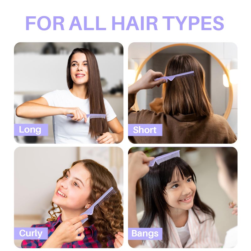 RHOS Brand Hair Comb, Double Head Folding Travel Hair Brush - Mini Pocket Size Comb for Women and Girls, Detangling Hair Comb for Purse, Bags, All Hair Types (Purple) - Image 5
