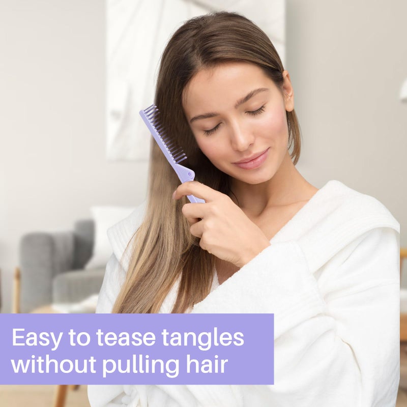 RHOS Brand Hair Comb, Double Head Folding Travel Hair Brush - Mini Pocket Size Comb for Women and Girls, Detangling Hair Comb for Purse, Bags, All Hair Types (Purple) - Image 3