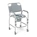 Medline Aluminum Padded Shower Chair Commode with 4 Locking Casters 300 lbs Capacity For Restroom Bathroom Wheelchair Transfer to Toilet 1 Ct - Image 1
