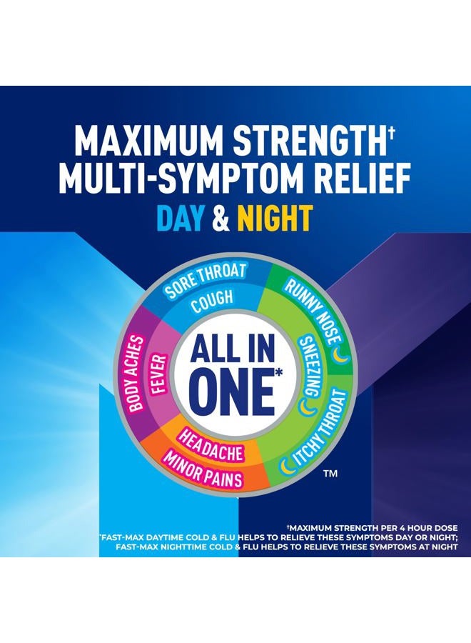 MUCINEX Fast-Max Maximum Strength Day & Night Cold and Flu Medicine for Adults, Powerful Over-The-Counter Medication for Cold & Flu Symptoms, Fast Dissolving Liquid Gels, 24 Count - Image 3