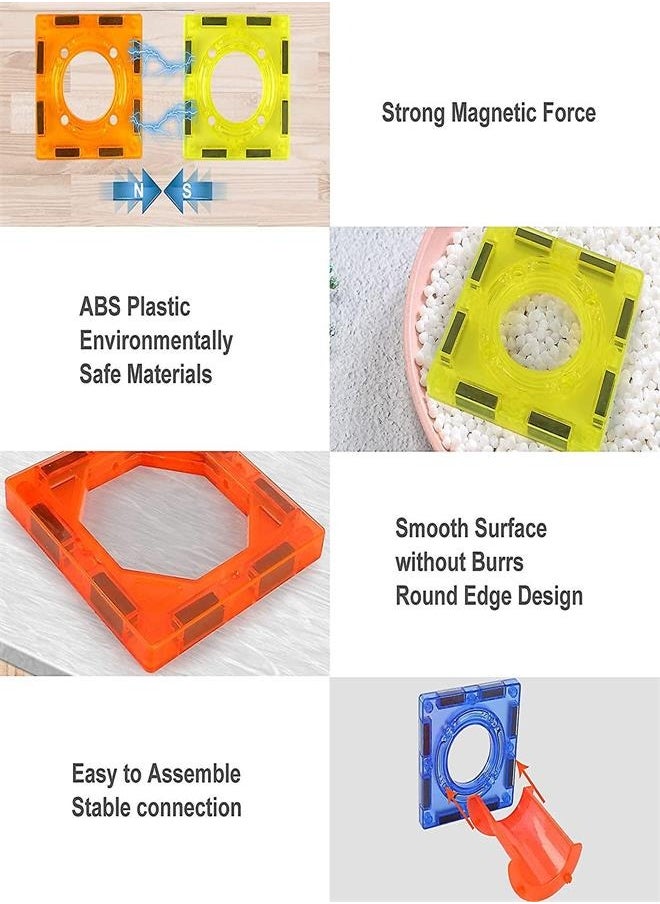 107 Pcs Marble Run Magnetic Tiles Race Track Building Blocks Building &Learning Educational Construction Toy Play Set for Kids Gift Boys Girls Ages 3 4 5 6 7 8+ Years Old Toys  - Image 2