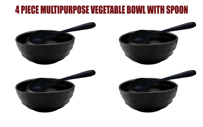 ZIDO 4 Pcs. Melamine Multipurpose Serving Bowl with Spoons for Snacks, Salad, Soup, Ice Cream, Gravies, Vegetables, Namkeen, Cereal, Fruits, Maggi, Pasta, Dry Fruits, Desert etc - Image 2