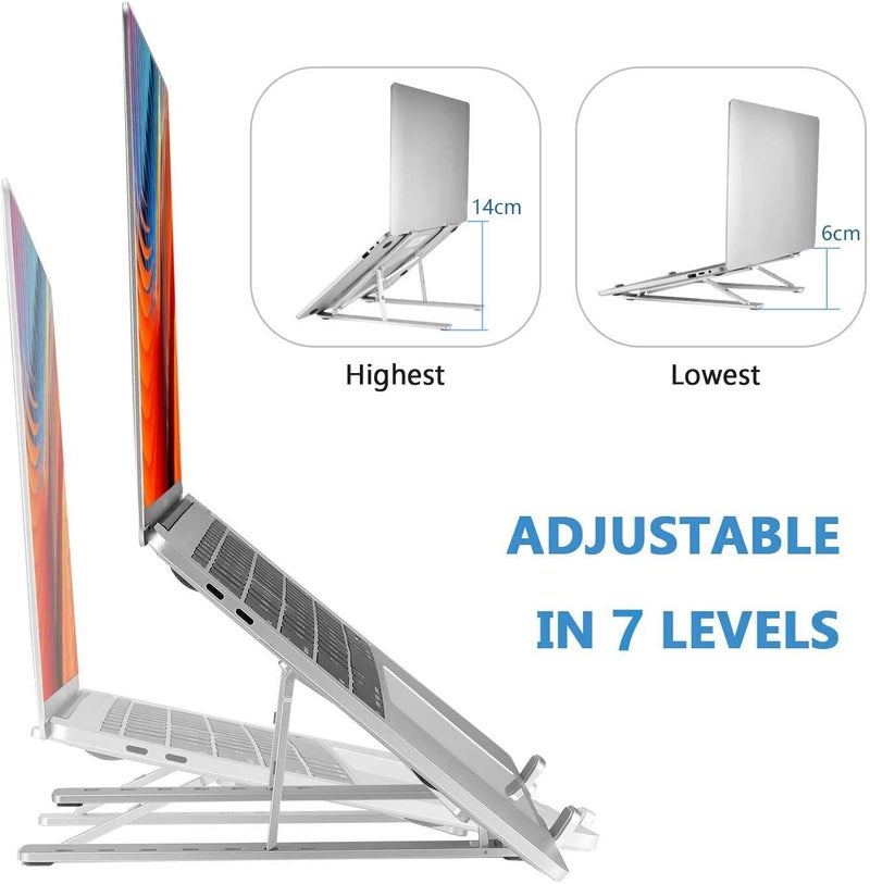 Foldable Aluminum Laptop Stand - Silver - Image 5