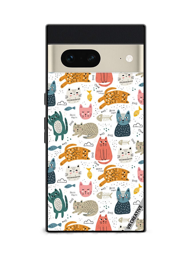 VR CREATIVE Protective Case Cover For Google Pixel 7 Chilling Cat Pattern Design Multicolour - Image 1