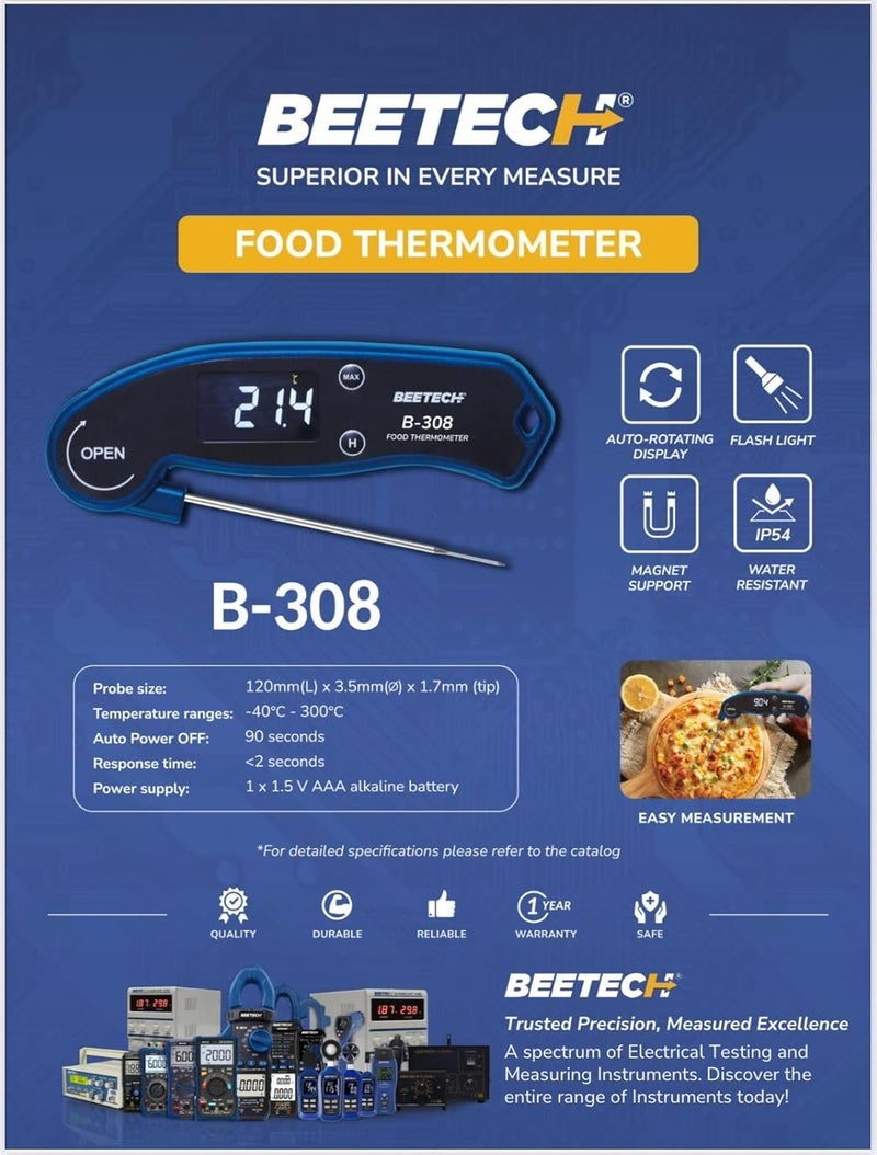 Sky King BEETECH ® B-308 Instant Read Digital Food Thermometer With Waterproof Function Household Kitchen Thermometers By Slyking ® - Image 2