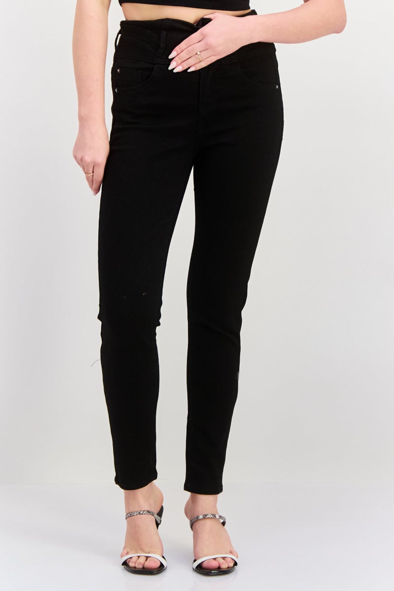 ONLY Women Skinny Fit Plain Stretchable Jeans, Black - Image 1