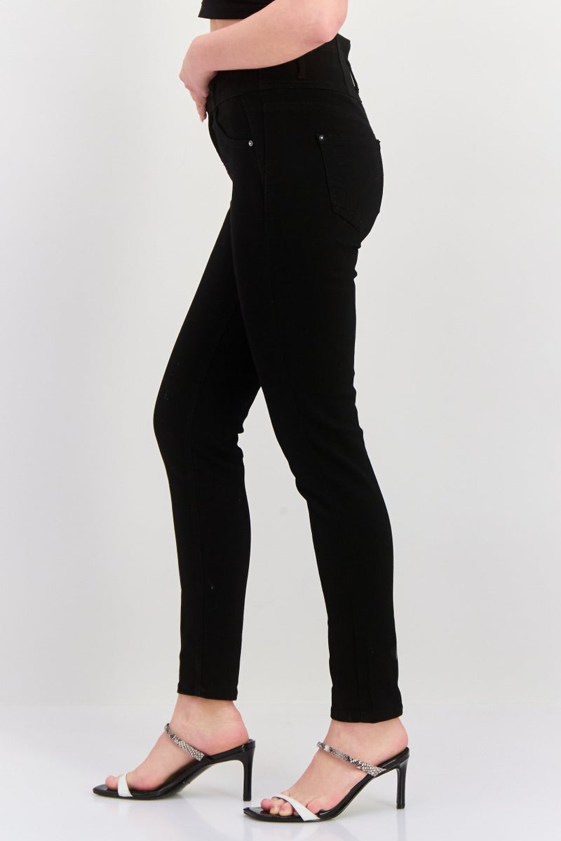 ONLY Women Skinny Fit Plain Stretchable Jeans, Black - Image 3