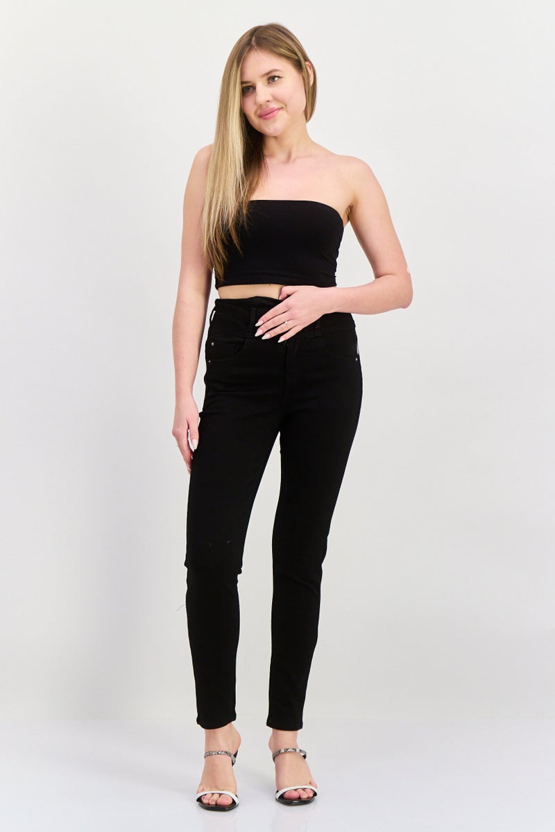 ONLY Women Skinny Fit Plain Stretchable Jeans, Black - Image 4