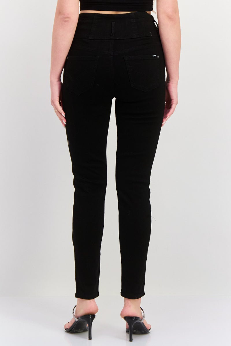 ONLY Women Skinny Fit Plain Stretchable Jeans, Black - Image 2