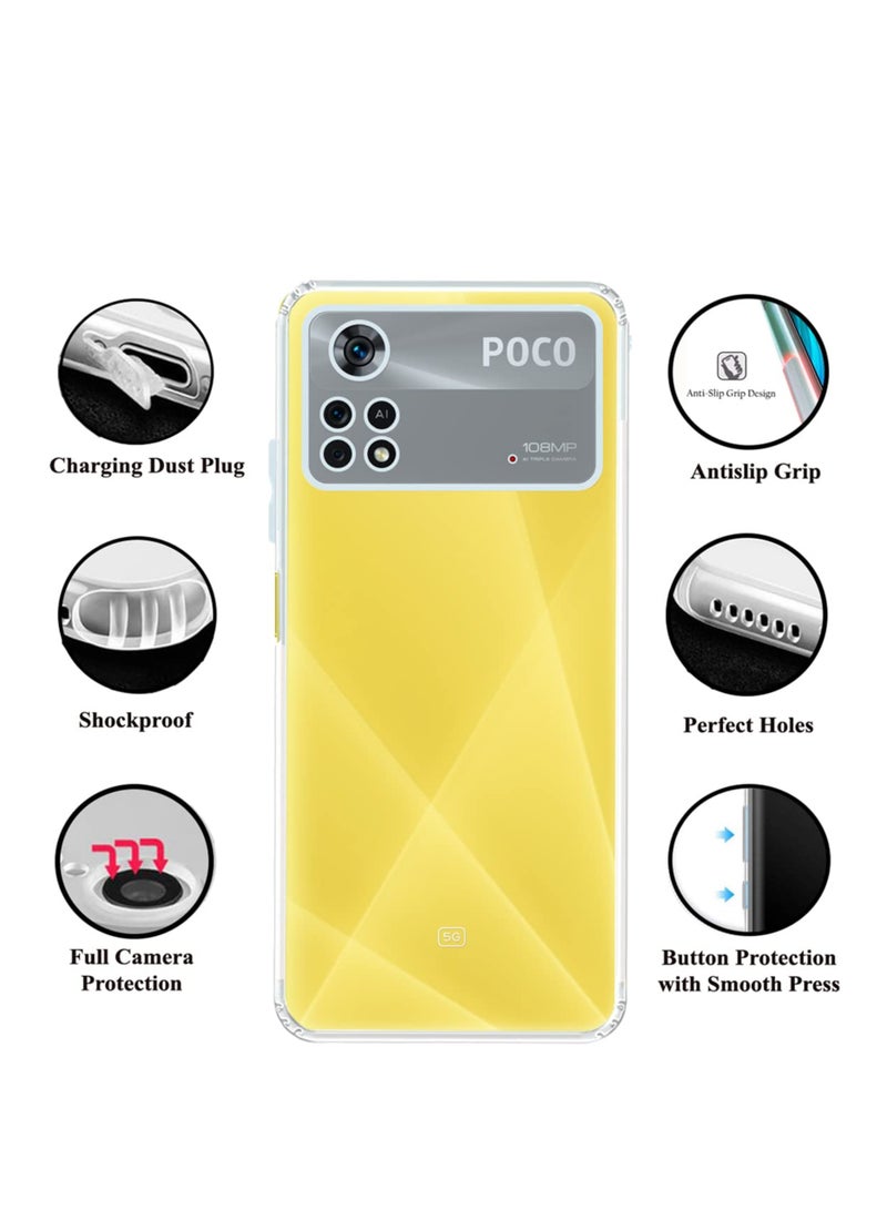 ولديك غطاء حماية خلفي من السيليكون لهاتف Xiaomi Poco X4 Pro 5G - شفاف - Image 2