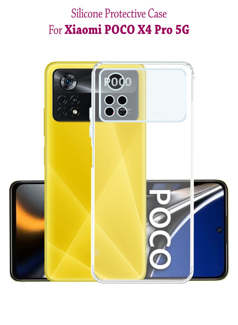 ولديك غطاء حماية خلفي من السيليكون لهاتف Xiaomi Poco X4 Pro 5G - شفاف - Image 1