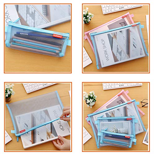 pendancy Mesh Zipper Pouch 5pcs Lightweight Nylon File Folders Document Organizer Cosmetic Bags Accessories Storage for Travel and Office Supplies (Grey, A4 A5 A6) - Image 5