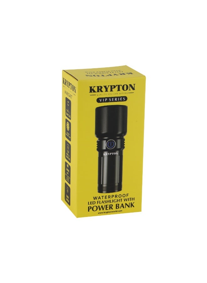 KRYPTON Rechargeable LED Flashlight with Power Bank – 3000 Lumens, 2000M Range, Waterproof, Type-C - Image 5