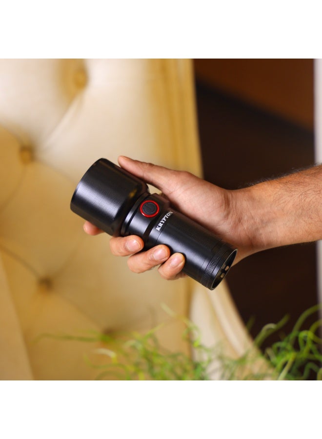 KRYPTON Rechargeable LED Flashlight with Power Bank – 3000 Lumens, 2000M Range, Waterproof, Type-C - Image 4