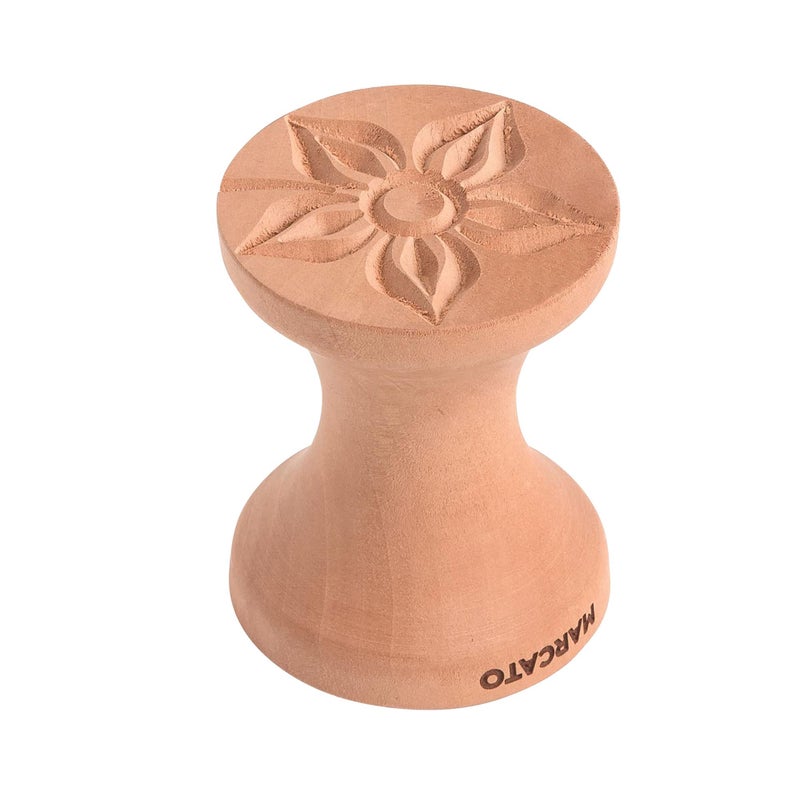 MARCATO Made in Italy Double Corzetto Wood Pasta Stamp Two sided stamp includes Star and Flower