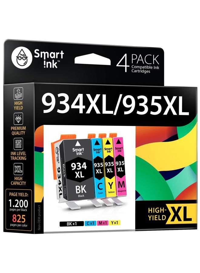 Smart Ink Compatible Ink Cartridge Replacement for HP 934XL 935 935XL 934 XL (BK & C/M/Y 4 Pack Combo) for Officejet 6220 6812 6815 6820 Officejet Pro 6230 6830 6835 - Image 1