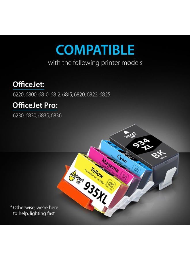Smart Ink Compatible Ink Cartridge Replacement for HP 934XL 935 935XL 934 XL (BK & C/M/Y 4 Pack Combo) for Officejet 6220 6812 6815 6820 Officejet Pro 6230 6830 6835 - Image 2