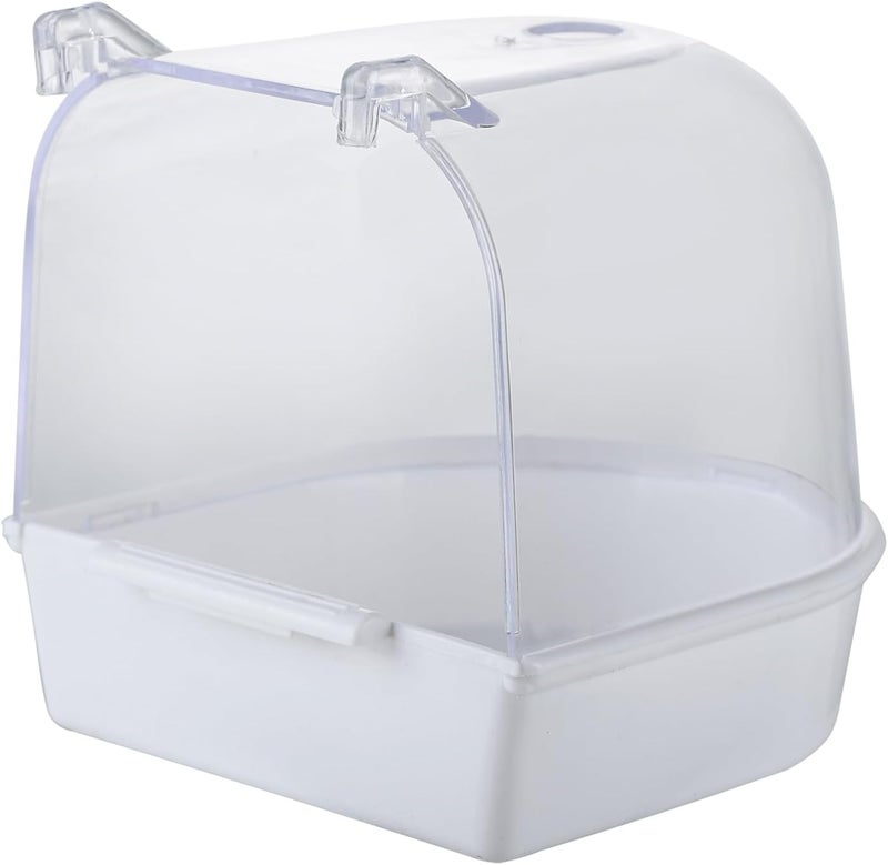 IBWell Clear Bird Bath for Small Birds Parakeet Cage Accessories - Suitable for Cockatiels and Parakeets - Image 1