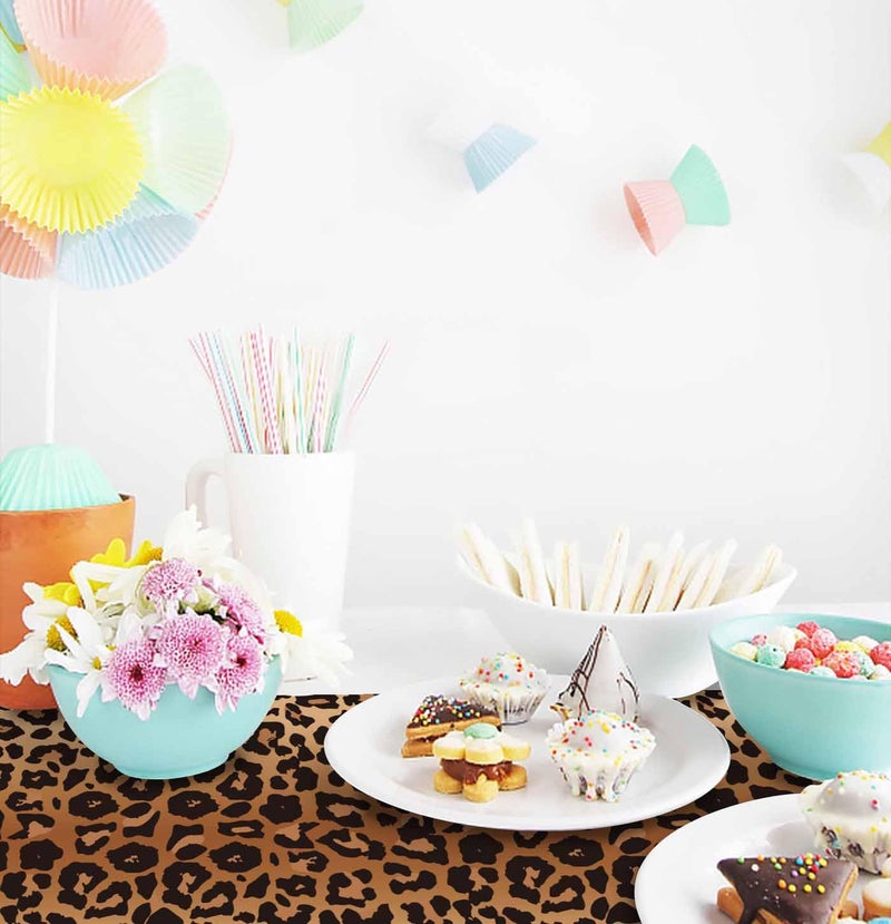 MUNILAIL 3 PCS Leopard Print Table Runner 14 x 108 Plastic Cheetah Print Table Runner for Jungle Safari Party Birthday Bachelorette Wedding Disposable Tables Runner - Image 4