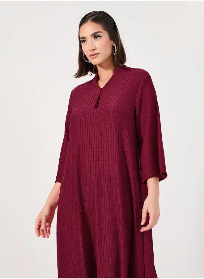 Styli Textured Jalabiya with Tassel Detail