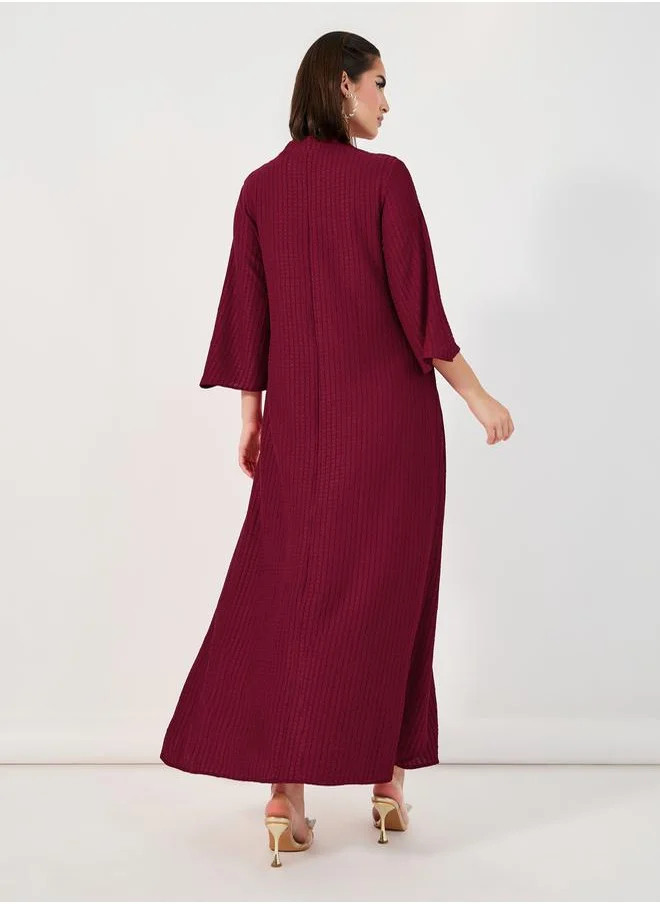 Styli Textured Jalabiya with Tassel Detail
