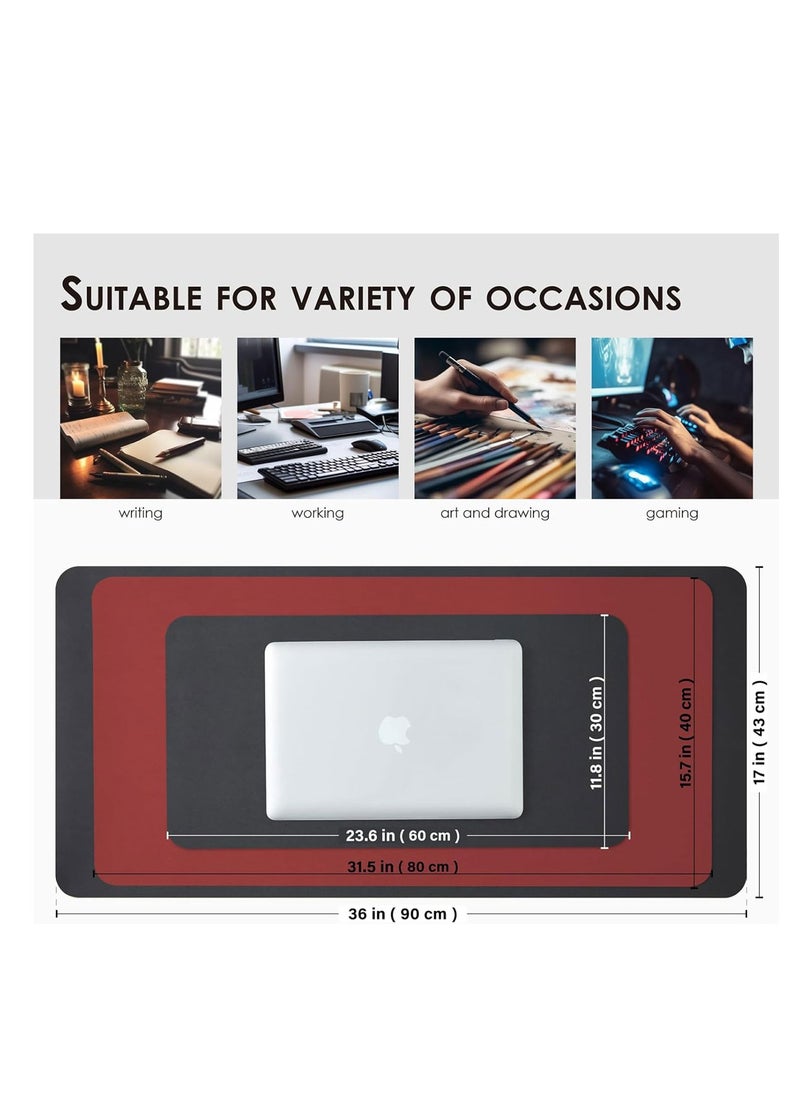 Aurrako - Leather Desk Pad Protector,80x40cm Large Office Mouse Pad,Non-Slip PU Desk Mat, Laptop Desk Pad, Waterproof Desk Writing Pad for Gaming Office and Home - Image 1