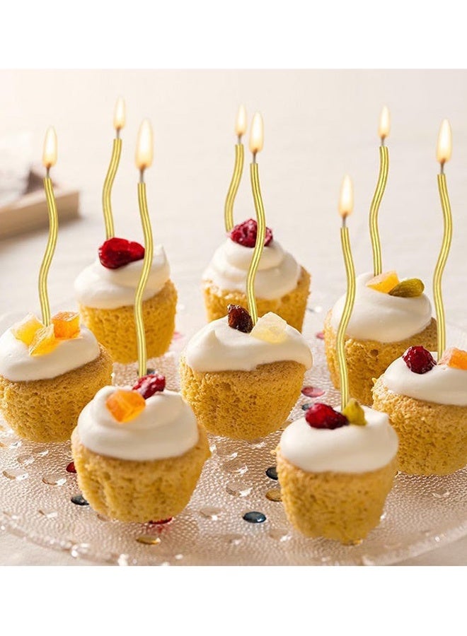 24 قطعة شموع عيد ميلاد منحنية طويلة الأمد آمنة وغير سامة تضيف بريقًا أنيقًا بتصميم ملتوي لأعياد الميلاد وعيد الفطر والتجمعات العائلية والتصوير الفوتوغرافي، ذهبية وفضية - Image 3