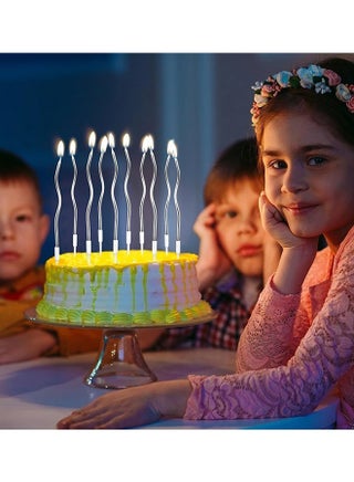 24 قطعة شموع عيد ميلاد منحنية طويلة الأمد آمنة وغير سامة تضيف بريقًا أنيقًا بتصميم ملتوي لأعياد الميلاد وعيد الفطر والتجمعات العائلية والتصوير الفوتوغرافي، ذهبية وفضية - view 5